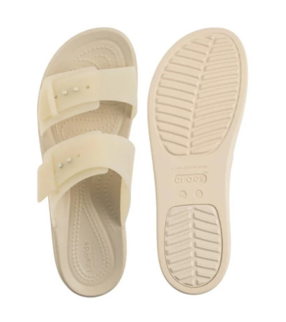 Crocs Brooklyn Buckle Frosted Low Wedge Sandstone 210980-0LH (CR368-b) shoes