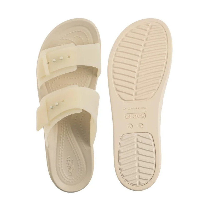 Crocs Brooklyn Buckle Frosted Low Wedge Sandstone 210980-0LH (CR368-b) shoes