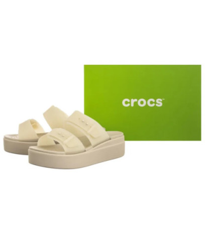 Crocs Brooklyn Buckle Frosted Low Wedge Sandstone 210980-0LH (CR368-b) shoes