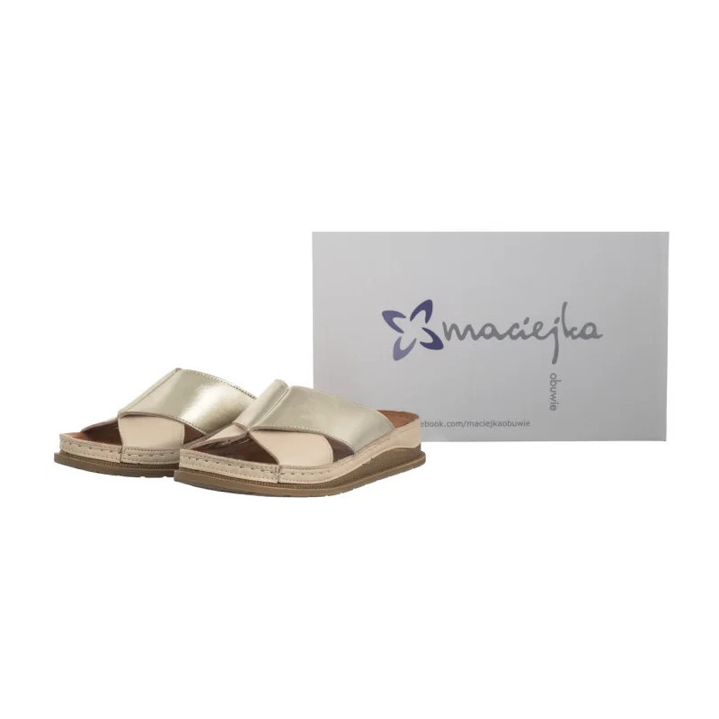 Maciejka Beżowe/Złote L4986-37/00-0 (MA1395-a) Women's Shoes/Flip Flops