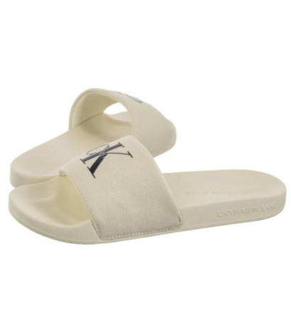 Calvin Klein Slide Monogram Wn Logo Ck Sweet Corn YW0YW01967 AD6 (CK675-a) Women's Shoes/Flip Flops