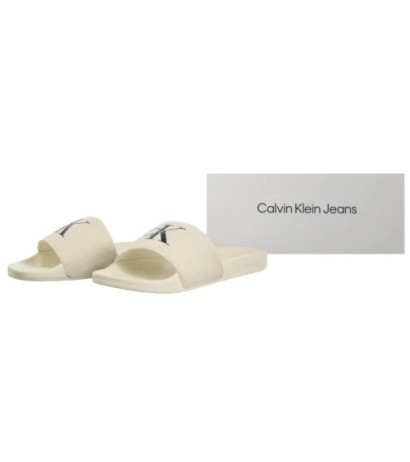 Calvin Klein Slide Monogram Wn Logo Ck Sweet Corn YW0YW01967 AD6 (CK675-a) Women's Shoes/Flip Flops