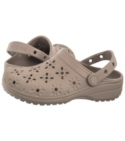 Crocs Classic Floral Cut Out Clog Taupe 210927-214 (CR389-a) Women's Shoes/Flip Flops