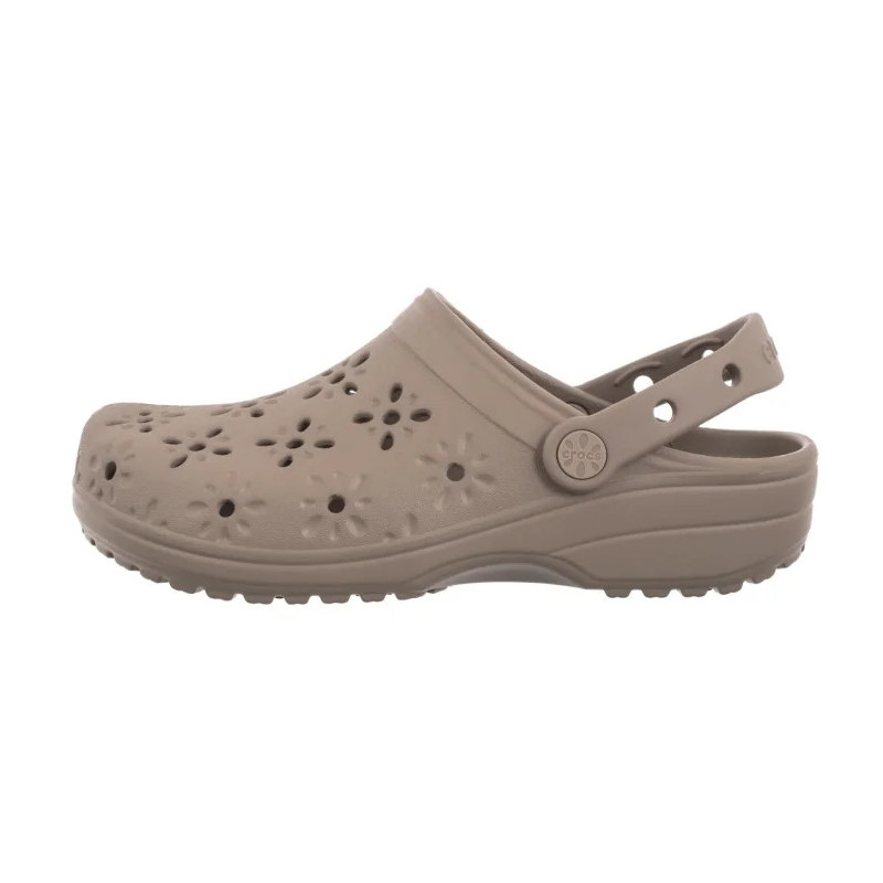 Crocs Classic Floral Cut Out Clog Taupe 210927-214 (CR389-a) Women's Shoes/Flip Flops