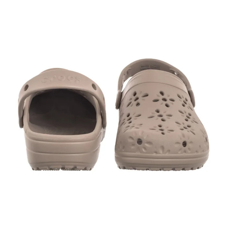 Crocs Classic Floral Cut Out Clog Taupe 210927-214 (CR389-a) Women's Shoes/Flip Flops
