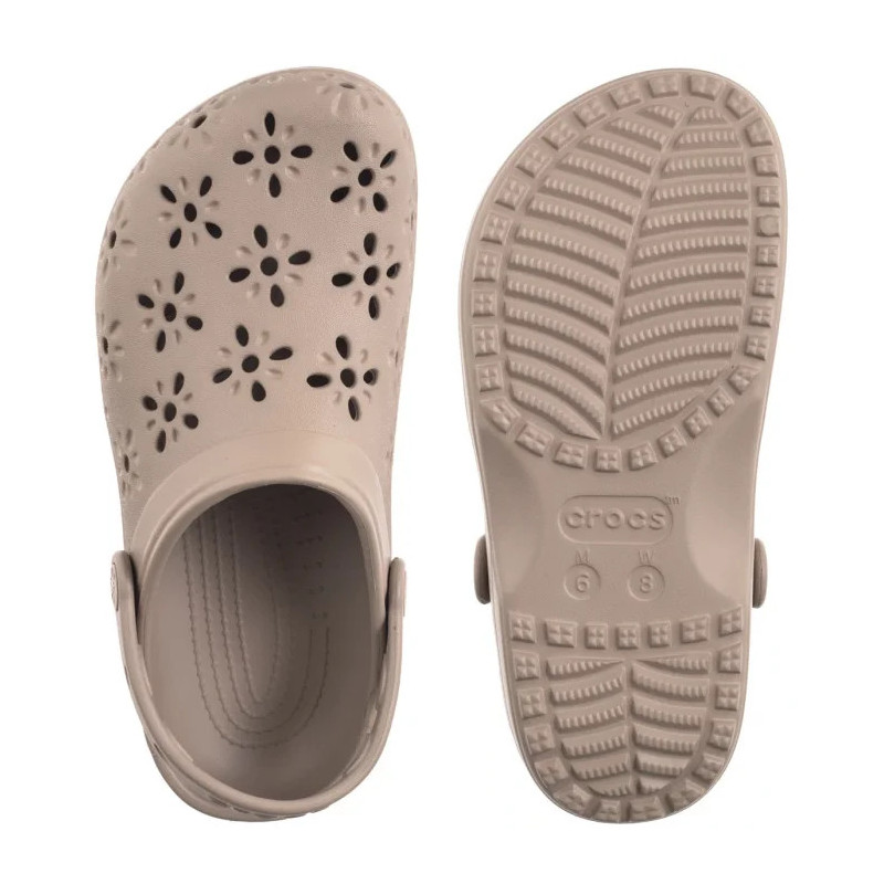 Crocs Classic Floral Cut Out Clog Taupe 210927-214 (CR389-a) Women's Shoes/Flip Flops