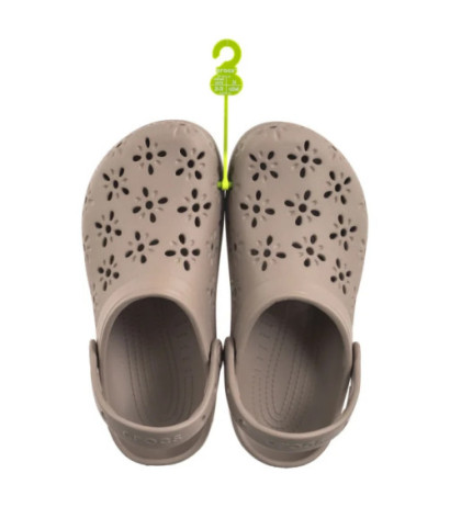 Crocs Classic Floral Cut Out Clog Taupe 210927-214 (CR389-a) Women's Shoes/Flip Flops