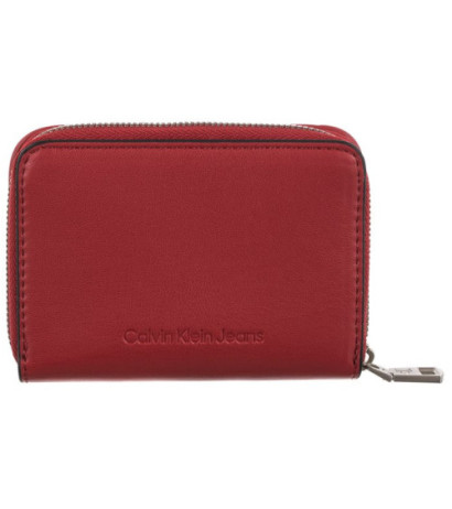 Calvin Klein Sculpted Med Zip Around Pipping K60K610353 XL6 Dark Candy Apple (CK178-b) handbag