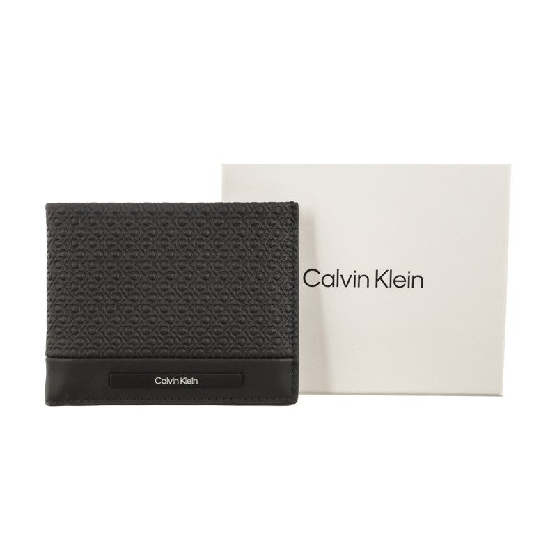 Calvin Klein Modern Bar Bifold 6Cc W/Bill Black Nano Mono K50K511374 0GL  (CK408-a) handbag