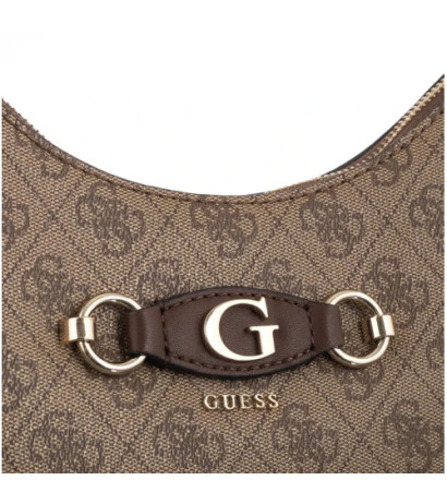 Guess Izzy Top Zip Shoulder Bag HWSG86 54010 Latte Logo/Brown (GU712-a) handbag