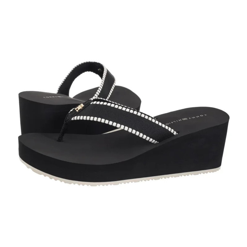 Tommy Hilfiger Wedge Beach Sandal Black FW0FW08738 BDS (TH1353-b) shoes