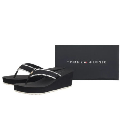 Tommy Hilfiger Wedge Beach Sandal Black FW0FW08738 BDS (TH1353-b) shoes