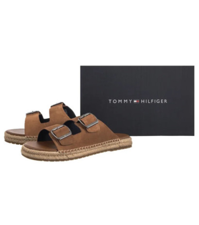 Tommy Hilfiger Flex Jutte Hilfiger Suede Sandal Fudge Brown FM0FM05503 GQM (TH1361-a) slippers