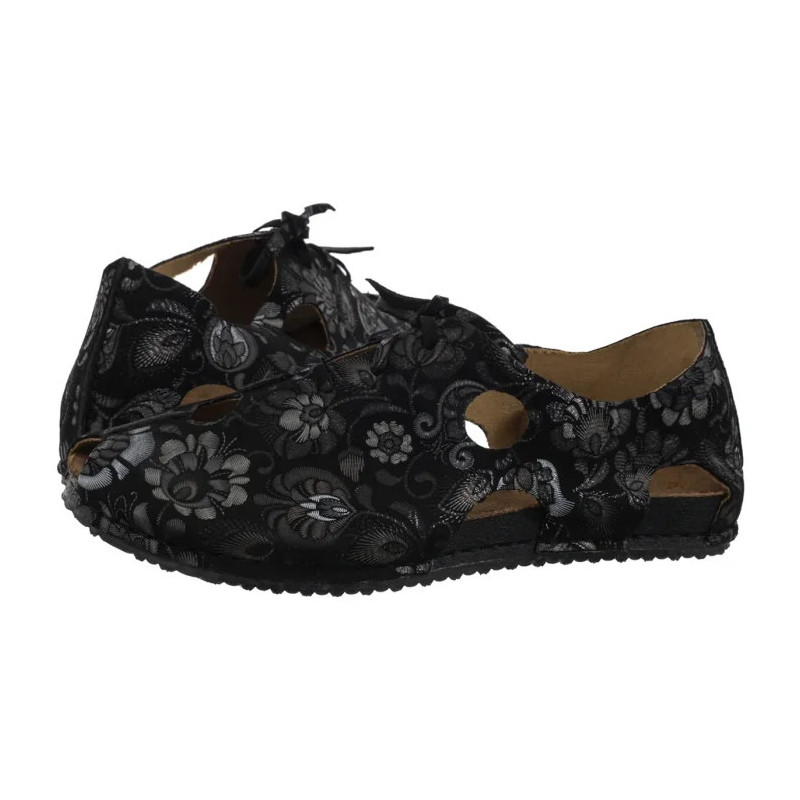 Maciejka Czarne/Kwiaty 06431-38/00-6 (MA1402-a) sandals