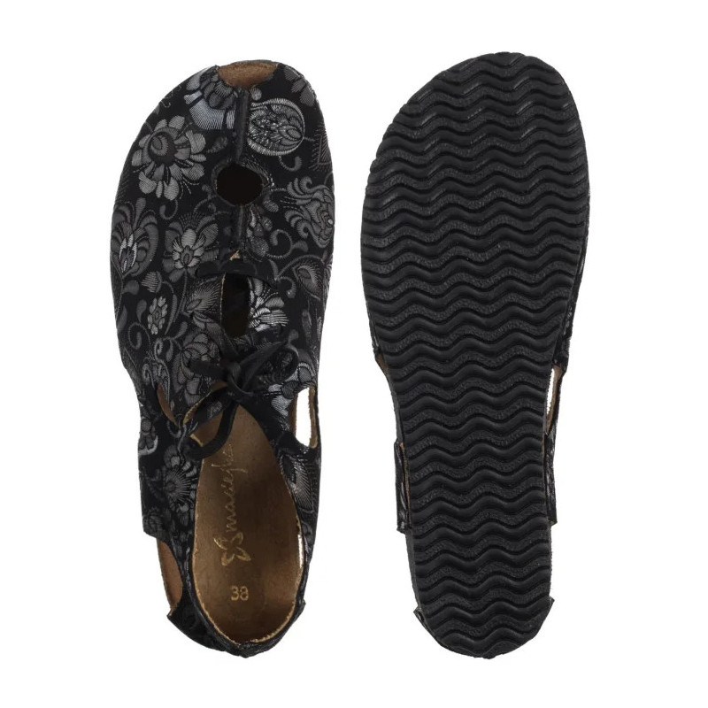 Maciejka Czarne/Kwiaty 06431-38/00-6 (MA1402-a) sandals