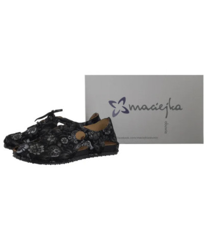 Maciejka Czarne/Kwiaty 06431-38/00-6 (MA1402-a) sandals