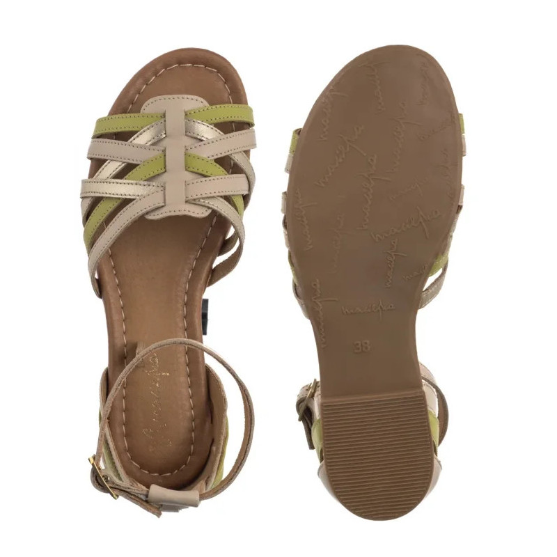 Maciejka Beżowe/Zielone 06974-37/00-1 (MA1401-b) sandals