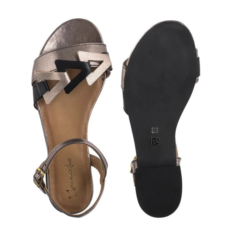 Maciejka Czarne/Złote 07023-20/00-1 (MA1404-a) sandals