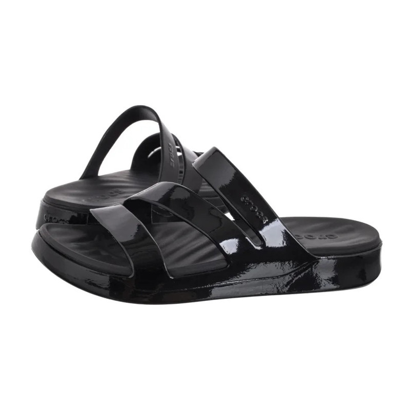 Crocs Getaway Patent Strappy Black 211296-001 (CR395-b) Women's Shoes/Flip Flops