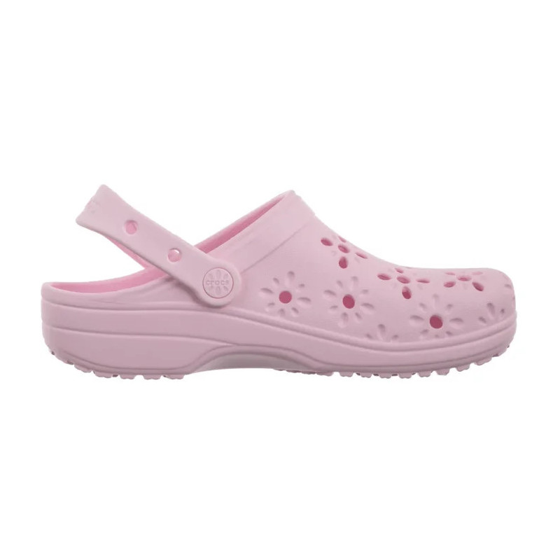 Crocs Classic Floral Cut Out Clog Pink Milk 210943-6ZW (CR345-b) Women's Shoes/Flip Flops