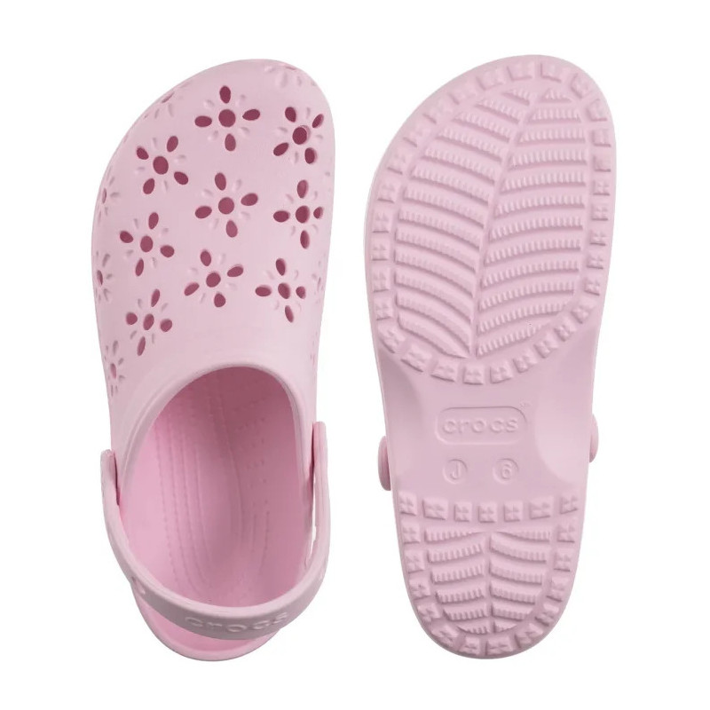 Crocs Classic Floral Cut Out Clog Pink Milk 210943-6ZW (CR345-b) Women's Shoes/Flip Flops
