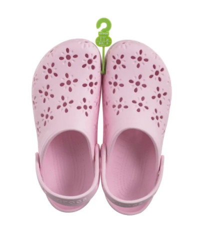 Crocs Classic Floral Cut Out Clog Pink Milk 210943-6ZW (CR345-b) Women's Shoes/Flip Flops
