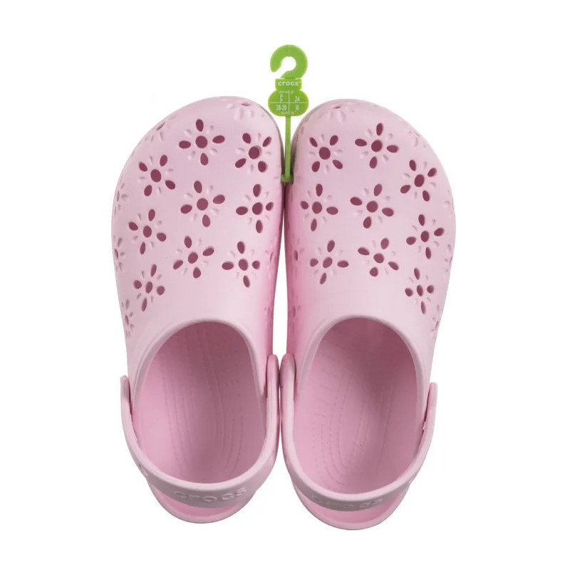 Crocs Classic Floral Cut Out Clog Pink Milk 210943-6ZW (CR345-b) Women's Shoes/Flip Flops