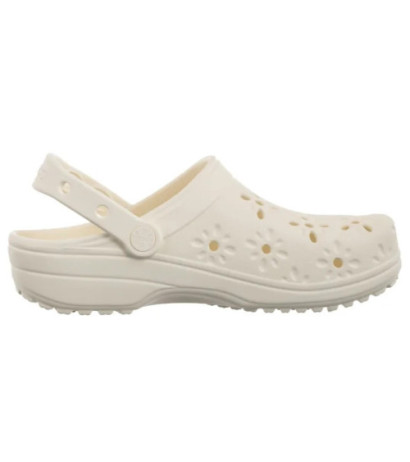 Crocs Classic Floral Cut Out Clog Chalk 210927-0WV (CR389-b) Women's Shoes/Flip Flops