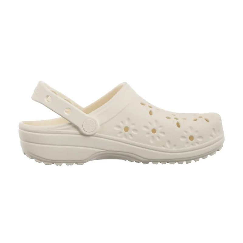Crocs Classic Floral Cut Out Clog Chalk 210927-0WV (CR389-b) Women's Shoes/Flip Flops