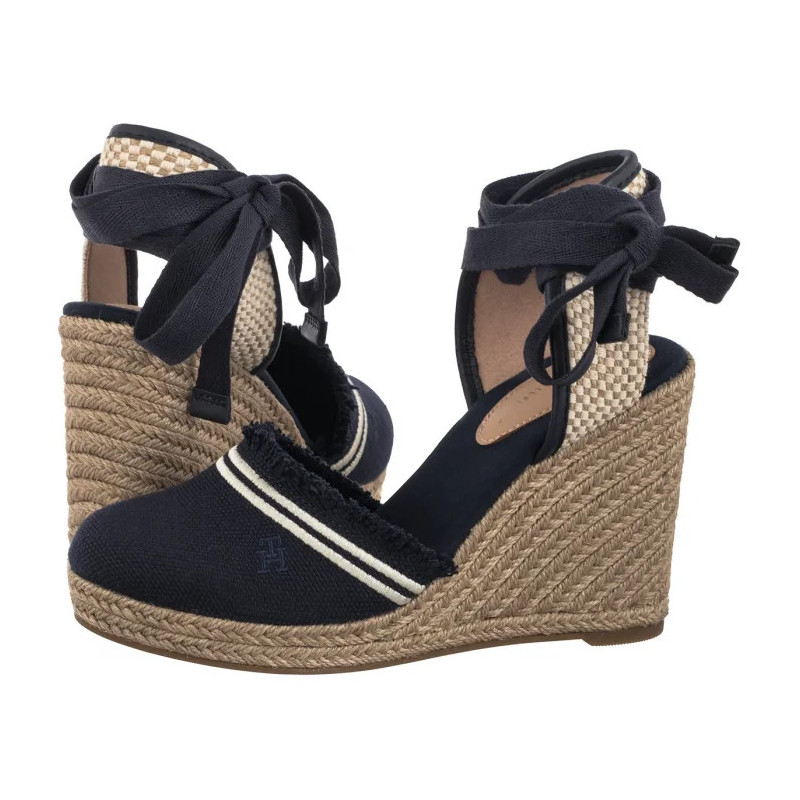 Tommy Hilfiger Fringe Canvas High Wedge Space Blue FW0FW08878 DW6 (TH1358-a) shoes