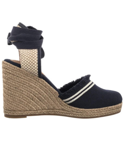 Tommy Hilfiger Fringe Canvas High Wedge Space Blue FW0FW08878 DW6 (TH1358-a) shoes