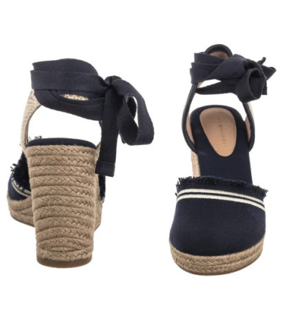 Tommy Hilfiger Fringe Canvas High Wedge Space Blue FW0FW08878 DW6 (TH1358-a) shoes