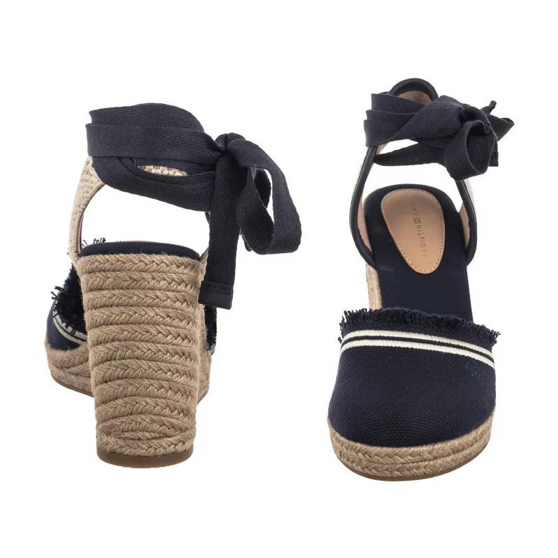 Tommy Hilfiger Fringe Canvas High Wedge Space Blue FW0FW08878 DW6 (TH1358-a) shoes