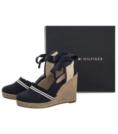 Tommy Hilfiger Fringe Canvas High Wedge Space Blue FW0FW08878 DW6 (TH1358-a) shoes