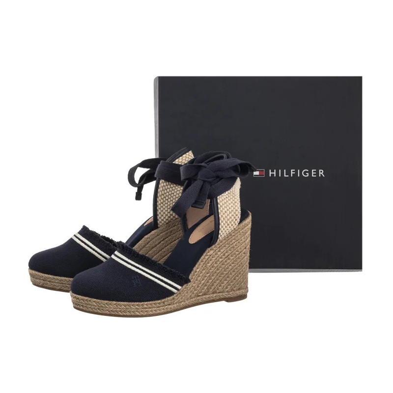 Tommy Hilfiger Fringe Canvas High Wedge Space Blue FW0FW08878 DW6 (TH1358-a) shoes