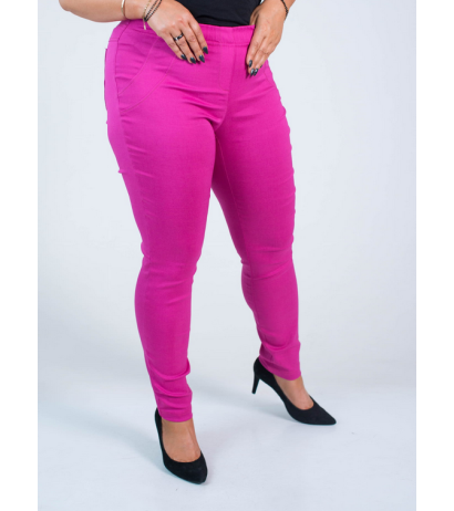 Long stretch pants with a raised waist BENGALINY 07 K21 Fuchsia