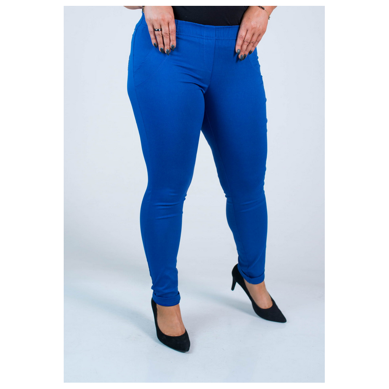 Long stretch pants with a raised waist BENGALINY 07 K22 Cornflower