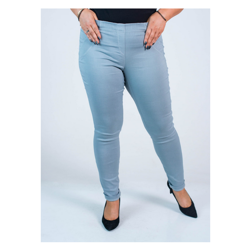 Long stretch pants with a raised waist BENGALINY 07 Dark pigeon