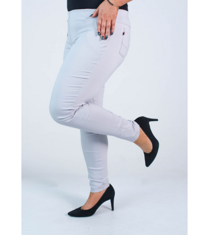 Long stretch pants with a raised waist BENGALINY 07 K11 Light pigeon