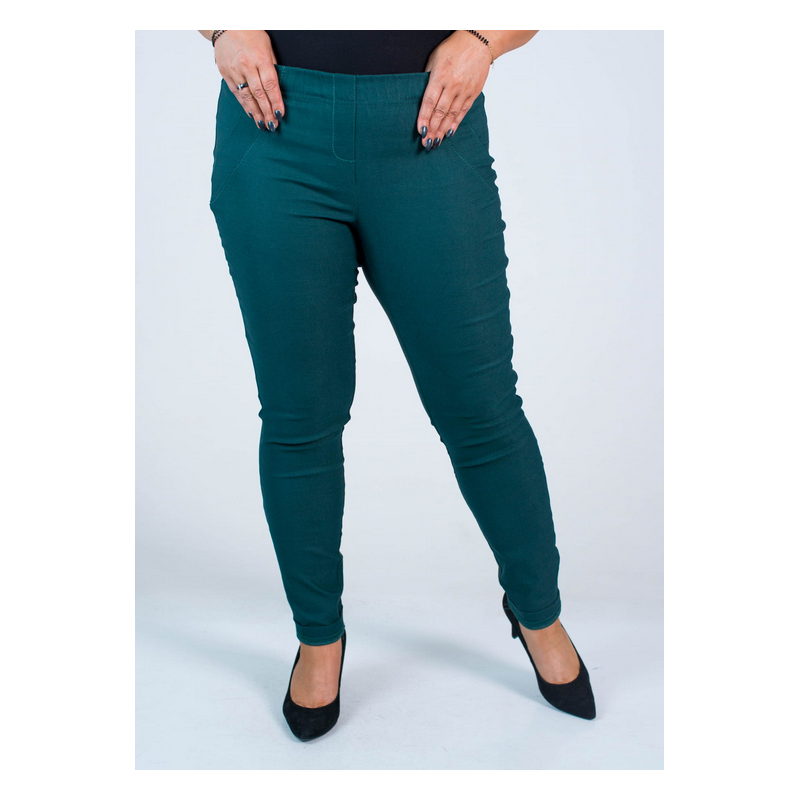 Long stretch pants with a raised waist BENGALINY 07 K22 Malachit