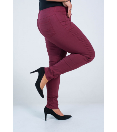 Long stretch pants with a raised waist BENGALINY 07 K16 Burgundy