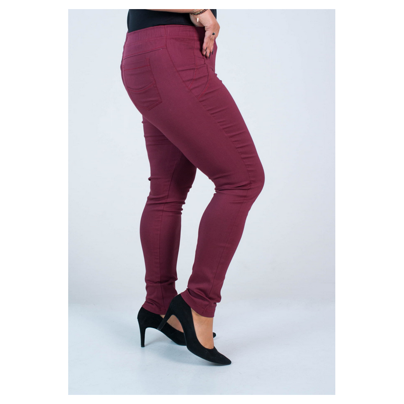 Long stretch pants with a raised waist BENGALINY 07 K16 Burgundy