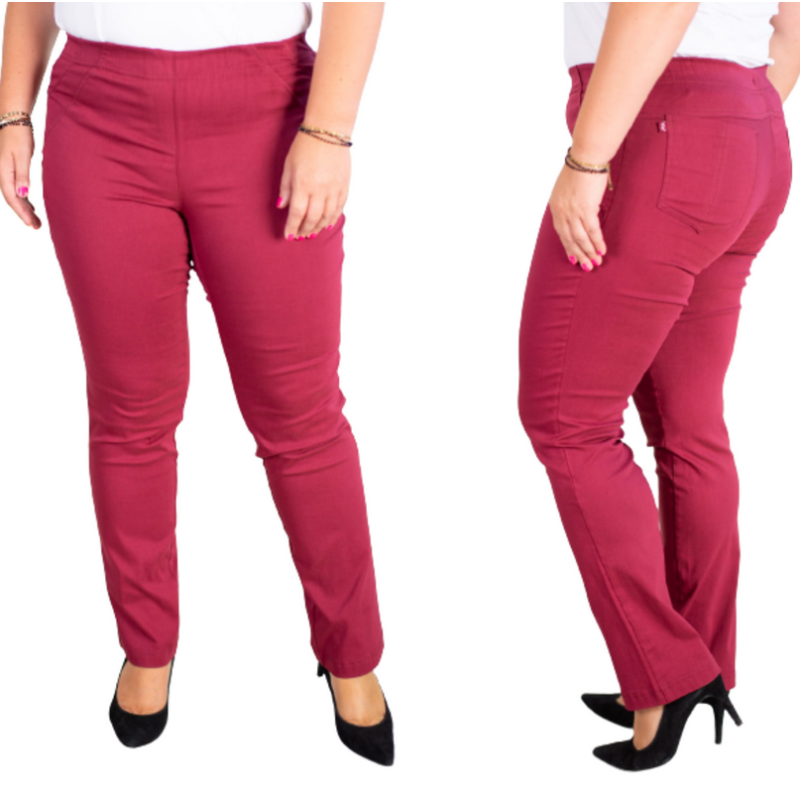 Long stretch pants with a raised waist BENGALINY 02 K16 Cherry