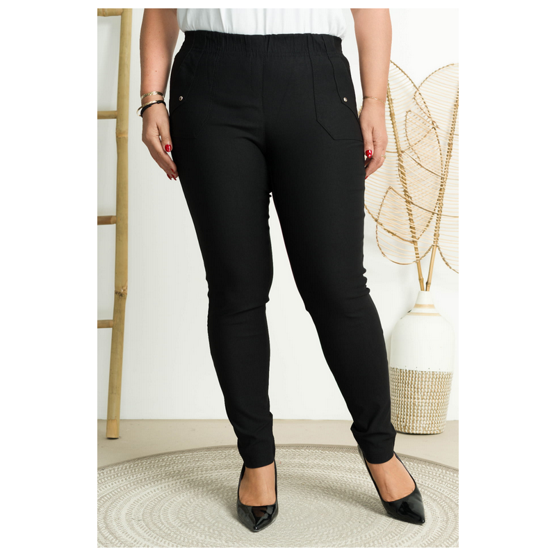 Long stretch pants with a raised waist BENGALINY 09 K10 Black