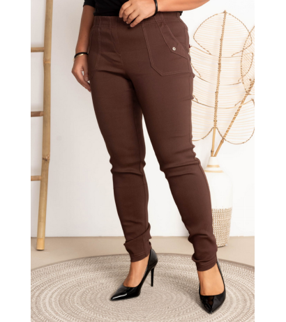 Long stretch pants with a raised waist BENGALINY 09 K09 Chocolate