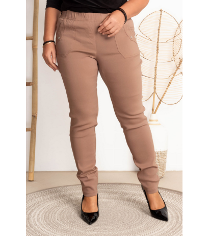Long stretch pants with a raised waist BENGALINY 09 K28 Dark camel