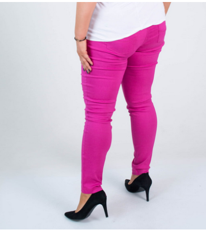 Long stretch pants with a raised waist BENGALINY 09 K21 Fuchsia