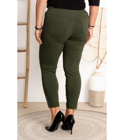 Elastic trousers with raised waist BENGALINY 04 K15 Khaki