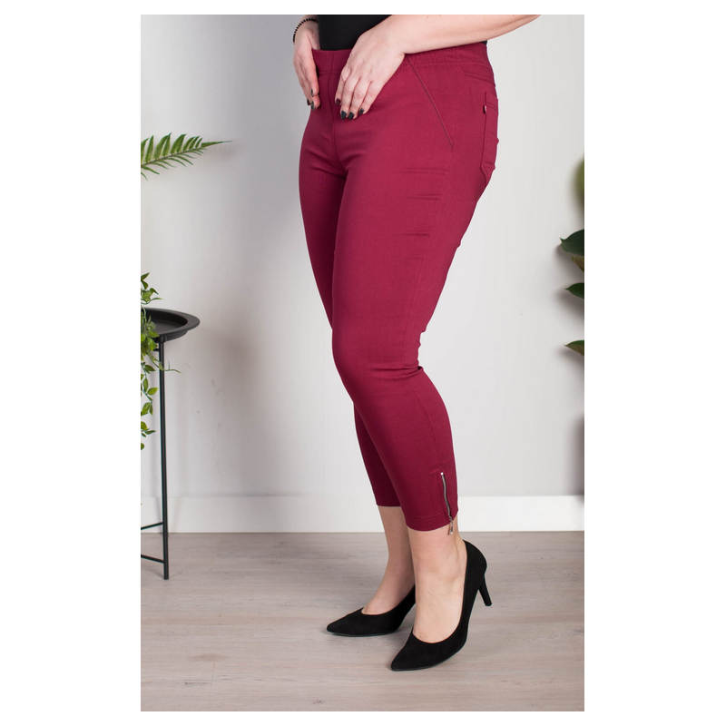 Elastic trousers with raised waist BENGALINY 04 Burgundy