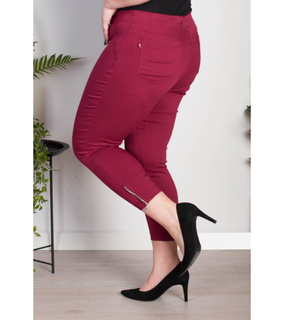 Elastic trousers with raised waist BENGALINY 04 Burgundy